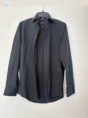 Men’s Egara Black Long-Sleeve Dress Shirt